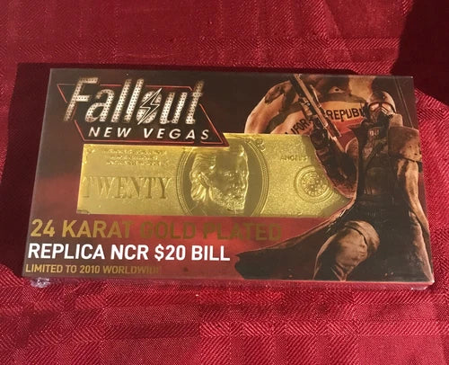 FALLOUT NEW VEGAS 24 KARAT GOLD PLATED REPLICA NCR $20 BILL