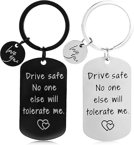 MISC: DOG TAGS DRIVE SAFE KEYCHAIN NEW