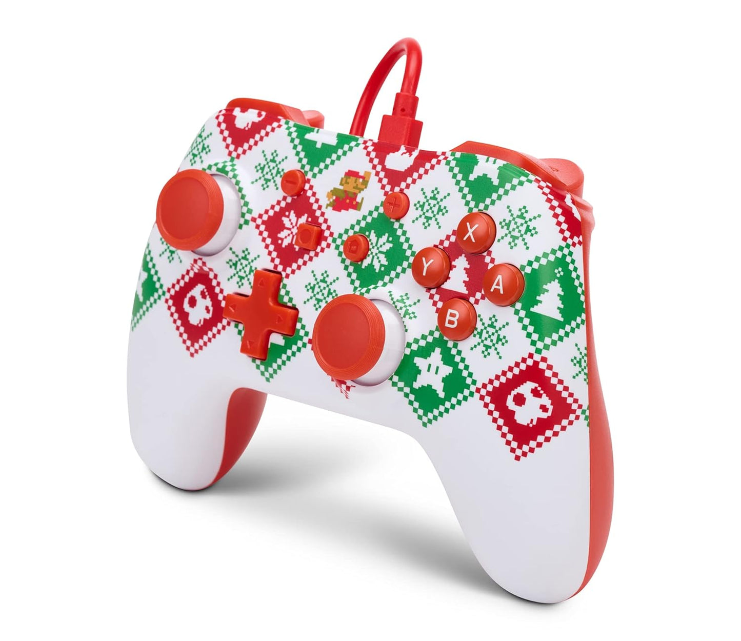 NS: POWERA WIRED CONTROLLER - MARIO HOLIDAY SWEATER EDITION