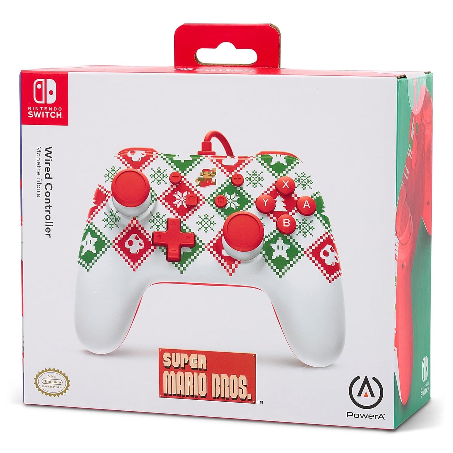 NS: POWERA WIRED CONTROLLER - MARIO HOLIDAY SWEATER EDITION
