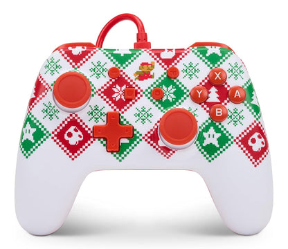 NS: POWERA WIRED CONTROLLER - MARIO HOLIDAY SWEATER EDITION