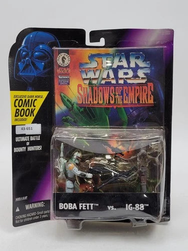 FIG: STAR WARS SHADOWS OF THE EMPIRE BOBA VS IG-88 WITH COMIC BOOK 1996